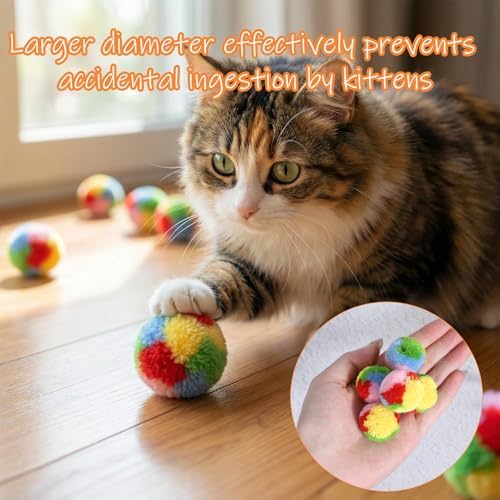 30Pcs Cat Pom Pom Balls Colorful Cat Toy Balls