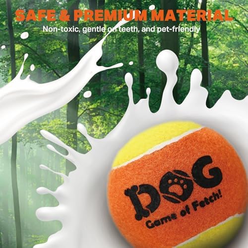 AMA SPORT Squeaky Tennis Balls for Dogs 2.5" Small Medium Dog Tennis Balls for Throwing and Fetching Dog Toys for Training, Exercise, High Bouncing 4 Pack (Orange Pink)