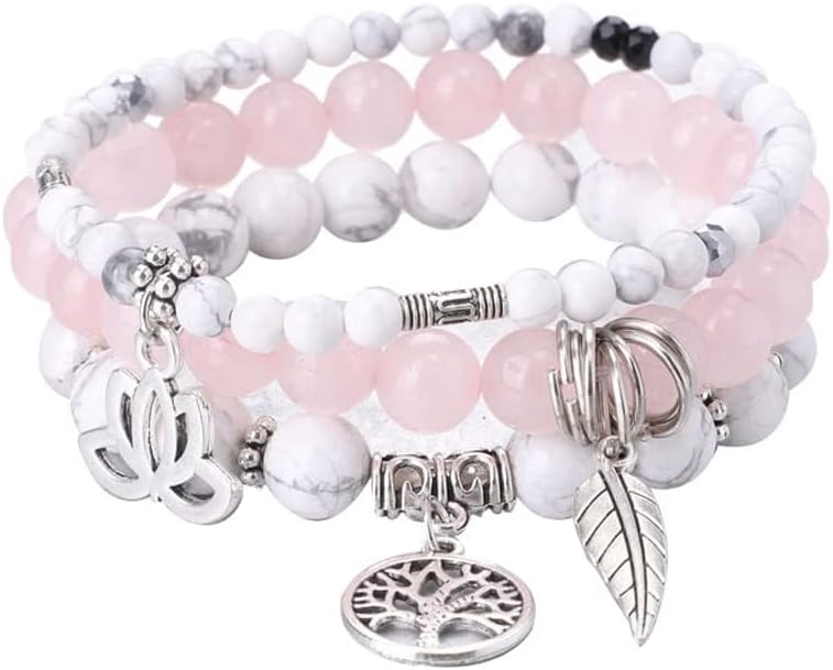 UEUC Tree of Life Yoga Healing Stone Bracelets,Multilayer Lotus Chakra Stone Reiki Bracelet Sets,Anxiety Crystal Natural Stone,for Women Stress Relief