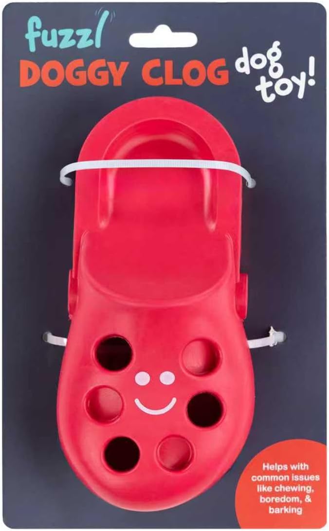 Fuzzl Clog Treat Toy for Dogs – Natural Rubber Chew Toy – Durable, Interactive Enrichment Feeder – Eco-Friendly, Non-Toxic & Dishwasher Safe – Red
