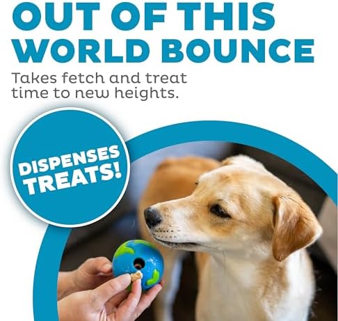 Outward Hound by Planet Dog Orbee-Tuff Planet Ball Blue/Green Treat-Dispensing Dog Toy, Small