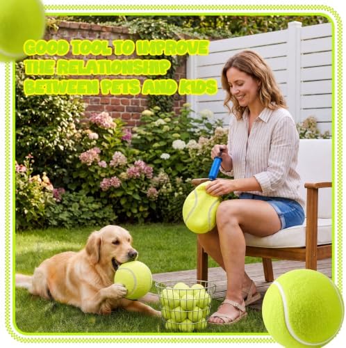 Sratte 6 Pieces Giant Large Tennis Ball for Dogs 6'' Inflatable Large Dog Toy Balls for Indoor Outdoor Training Playing Sports (Fluorescent Green)