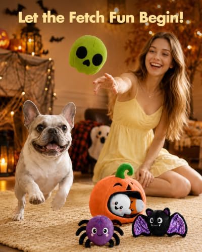 Swooflia 6 PCS Halloween Hide and Seek Dog Toys, Pumpkin Ghost