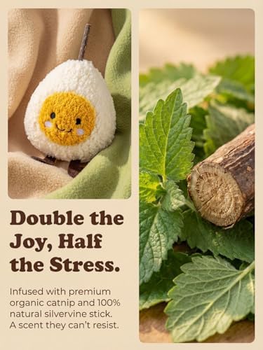 Cat Plush Toy [6000mg A+ Natural Catnip & Silvervine] with Teething Stick
