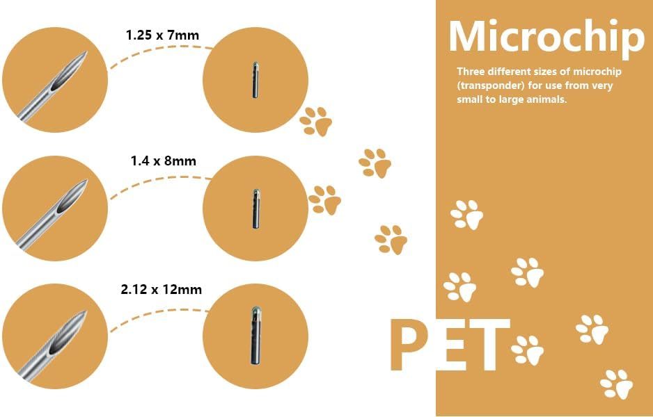 Microchip ID Implant Kit 60 Pack 2.12X12mm,Use for Dogs Cats Horses Pigs Cattle Sheep and Other Animal's Management and Registration Online
