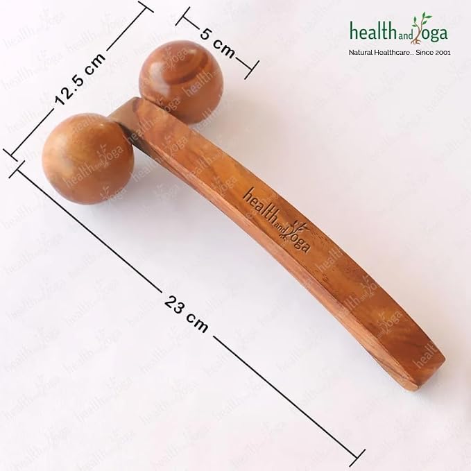 SoulGenie HealthAndYoga™ NatureSooth Wooden Massage Roller – Wood Therapy Massage Tools – Handheld Calf and Leg Massager, Back and Shoulder Massager and Full Body Massager