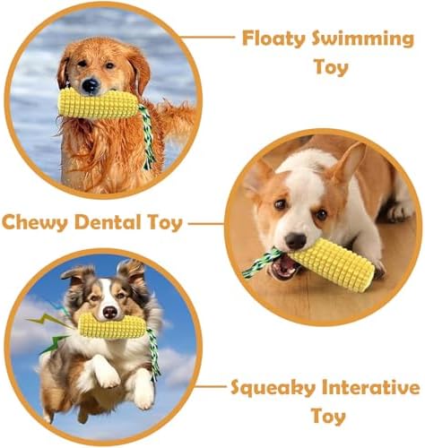H&H Pets Interactive Corn Chew Toy for Dogs – Durable Squeaky Interactive Toy, Aggressive Chewers, Puppy & Adult Dog Teeth Cleaner, Medium Breeds