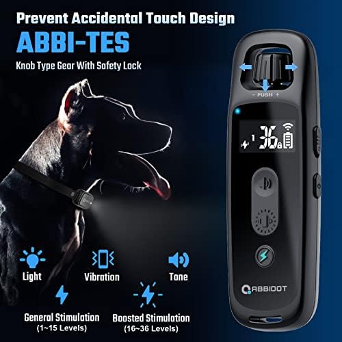 ABBIDOT Shock Collar for Dogs, 3300 FT Dog Training Collar with Remote, IPX7 Waterproof with 4 Training Modes, Rechargeable E-Collar for Small Medium Large Dogs (15-120 lbs)