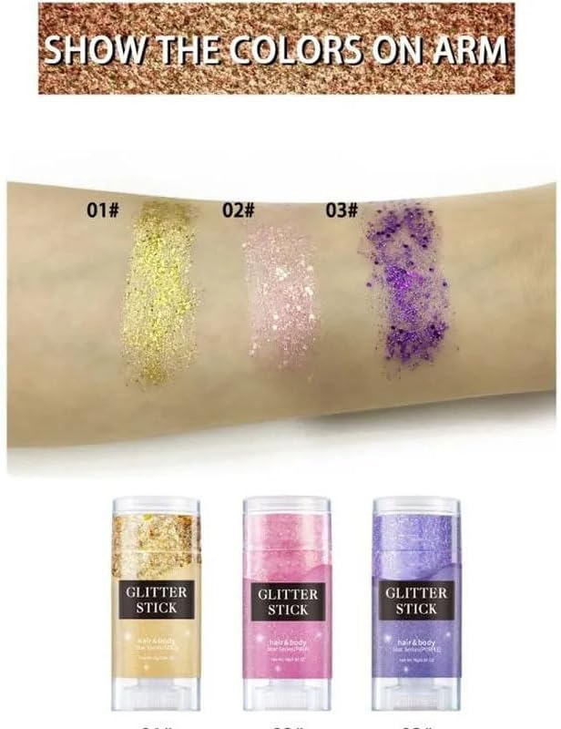 Green Body Glitter Stick, Sparkling Neon Outfit Singer Concert Music Rave Festival Party Accessories Face & Body Glitter Gel Makeup.