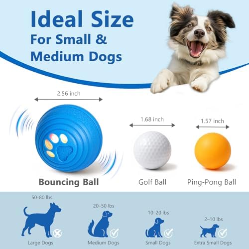 Smart Interactive Dog Ball for Aggressive Chewers, Self Moving Toy, E-TPU