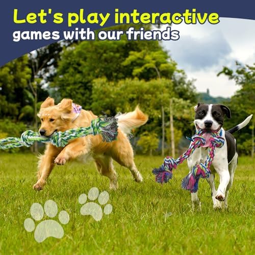 Rocfish [5 Pack] Dog Rope Toys for Aggressive Chewers, Nearly Indestructible Tug of War Toys for Large & Medium Dogs, 100% Cotton, Teeth Cleaning Chew Rope, Heavy Duty Tug of War Dog Toy for Boredom