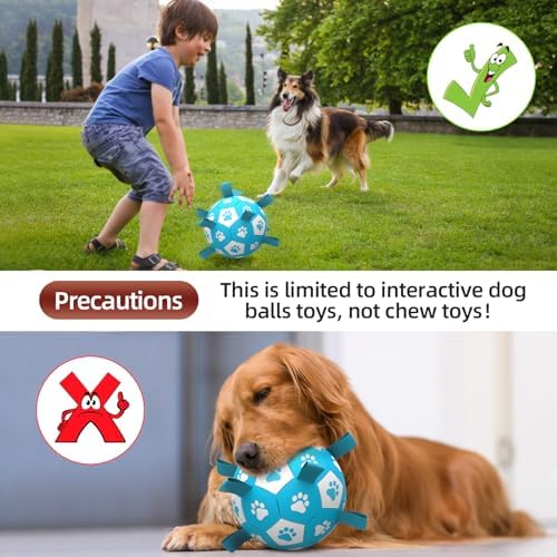 QDAN Dog Balls, 8 Inch Dog Soccer Ball with Straps for Large Dogs