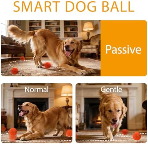 Interactive Pet Toy Ball - Bouncy, Flexible & Durable, Self-Rolling for Indoor Play, IPX7 Waterproof, Active Rolling Ball for Medium Dogs (Orange)