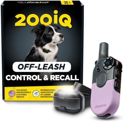 Dogtra 200iQ Remote Training E Collar – 100 Levels, Tone, Vibration, 1/2 Mile Range – Compact, Waterproof, One-Handed Control for Dogs 10 lbs+ – Lightweight Daily Training – Slip Resistant Lavender