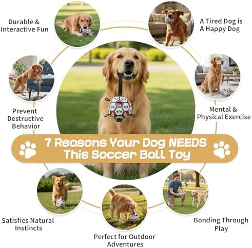 Dog Soccer Ball with Straps, 6 Inch for Small and Medium Dogs, E