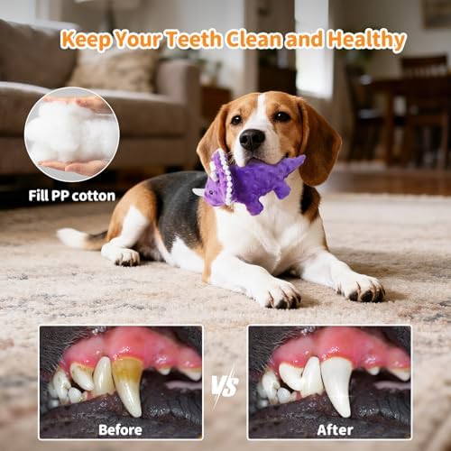 Plush Squeaky Dog Toys, Soft Stuffed Animals Dog Toy with Squeaker, Interactive Crinkle Dog Toys, Puppy Teething Chew Toy for Small, Medium & Large Breeds