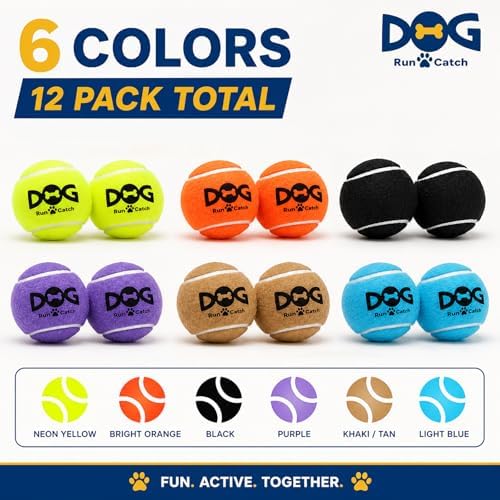 INSUM Tennis Balls for Dogs, 12 Pack Small Medium Dog Toys Balls