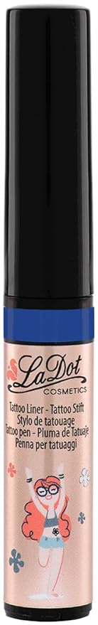 LaDot Temporary Tattoo Liner Pen – Fine Tip Waterproof Body Art Marker for Drawing Custom Skin Designs – Ideal for Temporary Tattoos, Festivals, Parties & More (Blue)