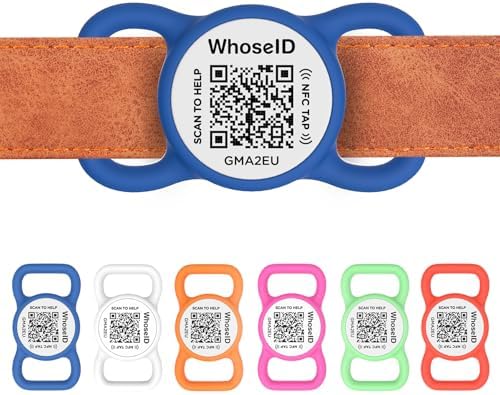 QR Code Dog Tag with NFC, Personalized Pet ID Tag, Silicone Dog ID Tag, Modifiable Pet Online Profile, Multiple Emergency Contact, Scan QR Code Send GPS Location Email (Regular, Navy Blue)