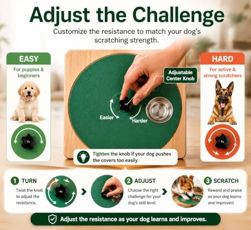 Dog Nail Scratch Board with Adjustable Resistance & Treat Box for Dogs