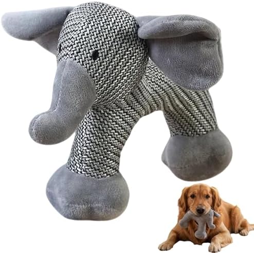 Pet Lori Linen SafariCompanions,Linen Safari Squeaky Dog Chew Toy,Robust Indestructible Dog Stuffed Toy for Small Medium Dogs,Dog Toy with Squeaker-Elephant