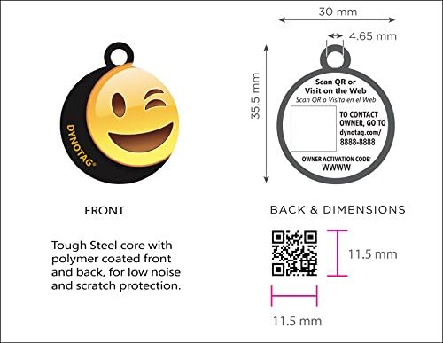 Dynotag® Web Enabled Super Pet ID Smart Tag with DynoIQ™ & Lifetime Recovery Service. Play Series: Round (Wink)