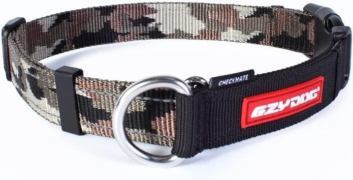 EzyDog Checkmate Martingale Collar for Dogs – Premium Nylon Training Dog Collar for Easy Control with no Choking (Small, Green Camo)