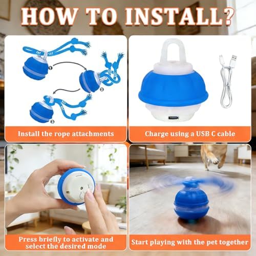 Interactive Dog Toys ，2026 upgraded motion-sensing pet toy ball, interactive dog toy ball with 360° intelligent automatic rolling. Built-in bird chirping attract dogs and keep them playing (blue)