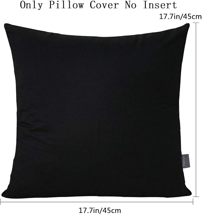 Thmyo 4-Pack 100% Cotton Comfortable Solid Decorative Throw Pillow Case Square Cushion Cover Pillowcase Sublimation Blank Pillow Covers DIY Throw Pillowcase for Sofa(18x18inch/45x45cm,Black)