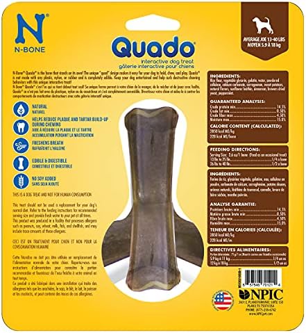 N-Bone Quado Interactive Treat, BBQ Flavor, Medium, 2.8oz (Pack of 4)