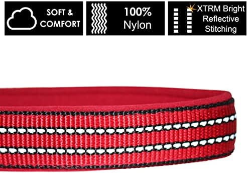 Kruz Dog Collar for Small Dogs (Width- 5/8", Length - 15"-17") Reflective Adjustable Pet Neck Band with Comfortable Neoprene Padding, Heavy-Duty O-Ring, 100% Nylon Strap (Blue, Small)