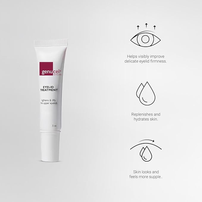 Genucel Eyelid Cream – Firming & Hydrating Treatment for Sagging, Tired-Looking Eyelids with Matrixyl Peptides, 0.5 fl oz