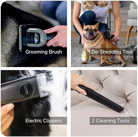 FURME Ultra Pet Grooming Vacuum Kit - Cat & Dog Grooming Kit for Easy Pet Care at Home, Quiet & Safe Dog Hair Remover Machine with Brush, Clipper, Shedding & Cleaner Tools & 4.5L Canister
