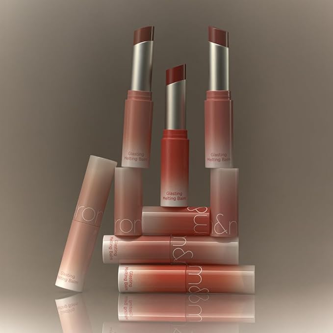 rom&nd GLASTING MELTING BALM #12 Veiled Rose - Hydrating Tinted Lip Balm & Gloss Stick | Sheer Muted Rose Nude, Crystal Water-Gloss Shine | Non-Sticky K-Beauty for Plump, Moisturized Lips