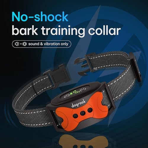 Dogrook Humane No Shock Rechargable Beep & Vibration Bark Collar for Dogs