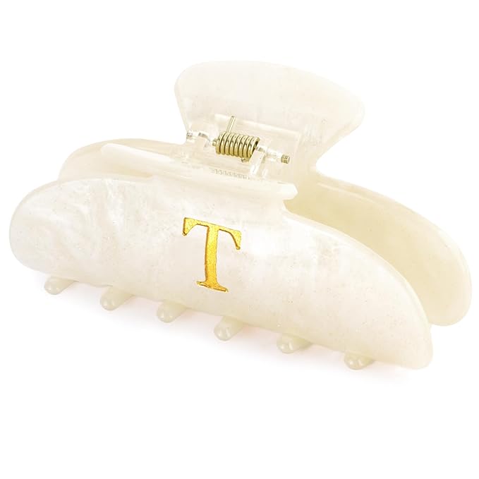 Acrylic Letter "T" Claw Clips for Women, Cute Personalized Hair Clip for Trendy Custom Hair Accessories for Thin Thick Hair