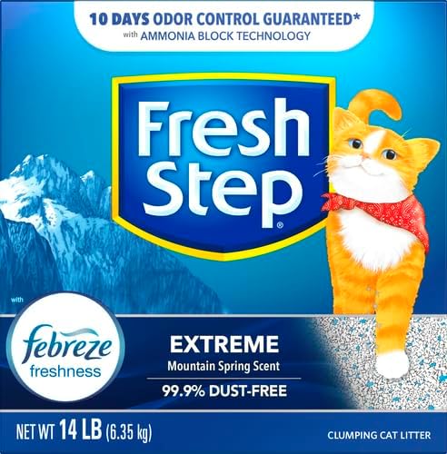 Fresh Step Extreme Multi Cat Clumping Litter with Febreze Freshness, Low Dust, Odor Control with Ammonia Block Tech, Compatible in Automatic Litter Boxes, 14 lb. Box (Pack of 2)
