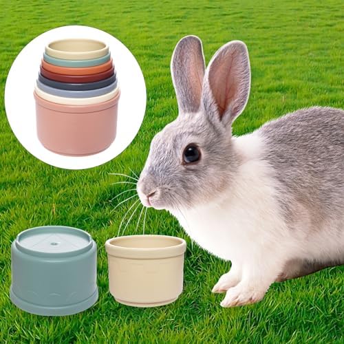8 Pcs Stacking Cups for Rabbits, Multi-Colored Bunny Toys of Different Sizes, Nesting Cups Toys for Small Animals Hiding Food and Playing
