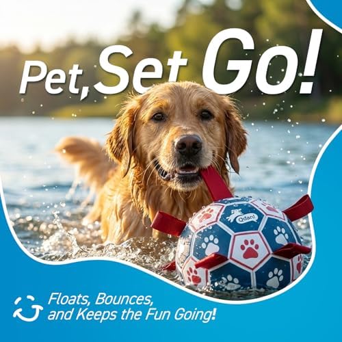 QDAN Large Dog Soccer Ball with Straps, 9 Inch Big Balls for >90 lbs Dogs