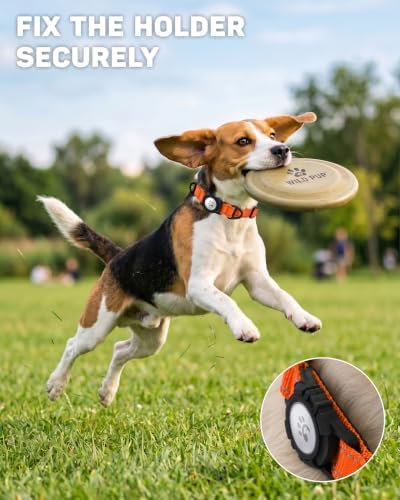 Padded Dog Collar with Waterproof Holder Compatible with Airtag