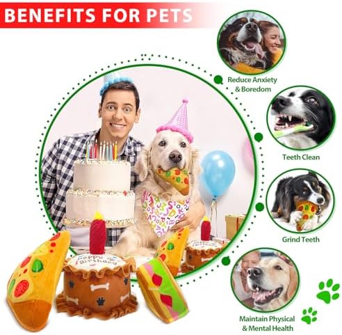 Dog Birthday Toys 3 Pack for Large Medium Small Dogs
