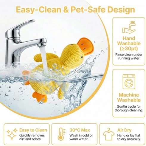 Cute Squeaky Duck Plush Toy for Small Medium Dogs, Soft Chew Toys with BB Squeaker for Gentle Chewers, Interactive Comfort and Fun Dog Toys for Boredom Relief