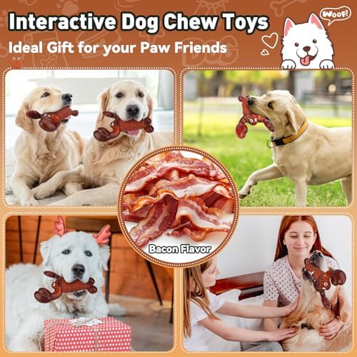 BIKIISEN Squeaky Dog Toys for Aggressive Chewers for Large Chew Toys