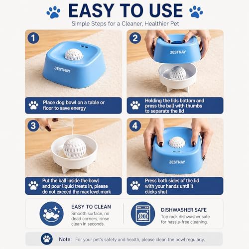 Dog Lick Mat & Slow Feeder Bowl Combo, Enrichment Toy with Puzzle Dome, 4-Texture Silicone Licking Mat for Anxiety Relief, Slow Feeding, Boredom Buster with Cleaning Brush & Silicone Spatula (Blue)