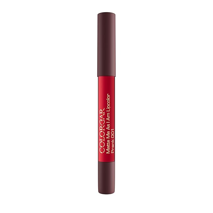 Colorbar Matte Me As I Am Lipcolor - Matte Lipstick - Enriched with Cornstarch, Rice Starch, and Silica - Waterproof Proof - 001 Prank - 0.09 oz