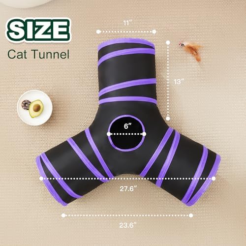 Love's cabin Cat Tunnel for Indoor Cats, 3-Way Collapsible Play Tunnel