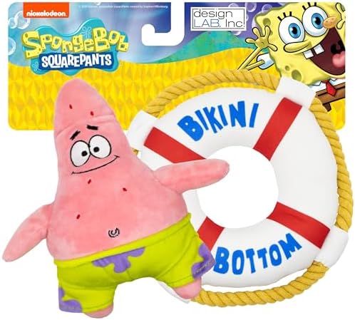 SpongeBob SquarePants, Squeaky Plush Dog Toys, Patrick Set, 2-Pack