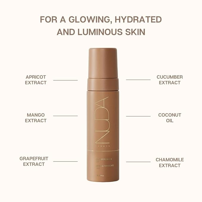 Nuda Dark Self-Tanning Mousse, Dark Face Tan Water, and Tanning Mitt Bundle