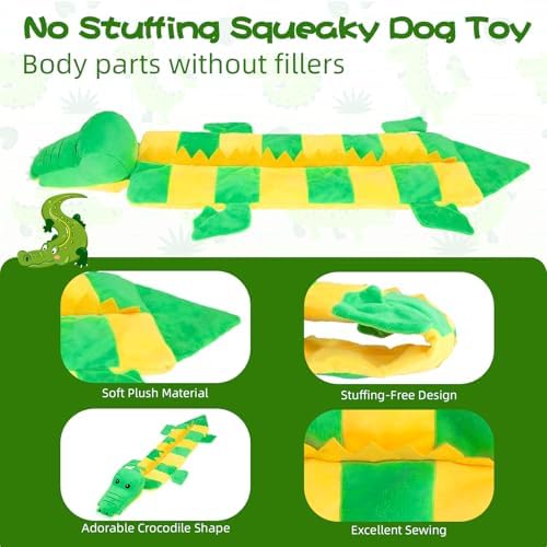Mihachi Dog Squeaky Toys 16 Squeakers for Aggressive Chewers, Tough Interactive Tug of War Dog Toy-Squeaky Chew Toy for Small,Medium,Large Breed No Stuffing Crocodile Toy, Fun Long Toys 22.8 Inches