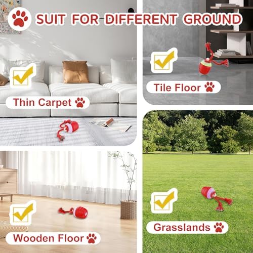 Interactive Dog Toy, [Newly Upgraded] Motion Activated Rolling Squeaky Ball for Medium/Large Dogs, Automatic Moving Dogs Ball for Boredom, USB Rechargeable(Red)